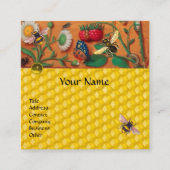 CARTE DE VISITE CARRÉ FLEURS DE PRINTEMPS HONEY BEE, BOISERIES À FRAISES (Devant)