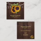 Carte De Visite Carré Fleurs de soleil rustiques phares wedding planner (Devant / Derrière)