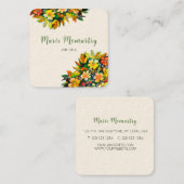 Carte De Visite Carré Fleurs d'été brillantes aquarelle (Devant / Derrière)