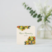 Carte De Visite Carré Fleurs d'été brillantes aquarelle (Debout devant)