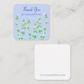 Carte De Visite Carré Fleurs d'Herbes de thym Merci pour votre achat (Devant / Derrière)