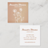 Carte De Visite Carré Fleurs d'or roses Dessin facile (Devant / Derrière)