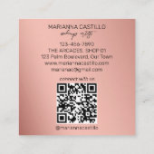 Carte De Visite Carré Fleurs d'or violet rose chic modèle moderne (Dos)