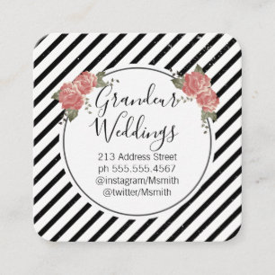 Carte De Visite Carré Fleurs élégantes / Vintage