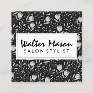 Carte De Visite Carré Fleurs et Motif décoratifs Feuille