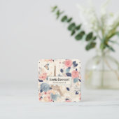 Carte De Visite Carré Fleurs et Tour Eiffel Motif Paris (Debout devant)