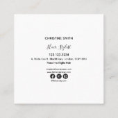 Carte De Visite Carré Fleurs Florales Élégantes Noires Et Blanches (Dos)