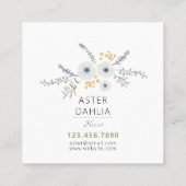 Carte De Visite Carré Fleurs Jaunes Gris Bleu Whimsical (Dos)