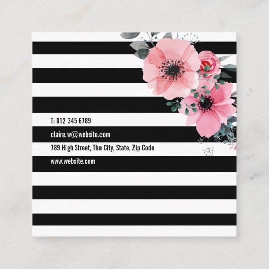 Carte De Visite Carré Fleurs modernes Carré professionnel (Dos)