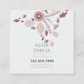 Carte De Visite Carré Fleurs noires florales roses (Dos)