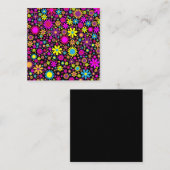 Carte De Visite Carré Fleurs psychédéliques dynamiques en Bloom-67566 (Devant / Derrière)
