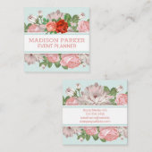 Carte De Visite Carré Fleurs | ROSE (Devant / Derrière)
