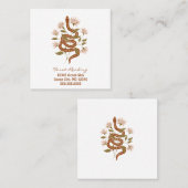 Carte De Visite Carré Fleurs rose serpent Brown Lecture de Tarot (Devant / Derrière)