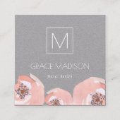 Carte De Visite Carré Fleurs roses (Devant)