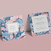 Carte De Visite Carré Fleurs Sakura Bleues Et Roses