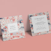 Carte De Visite Carré Fleurs Sakura Roses Et Bleues Duveteuses