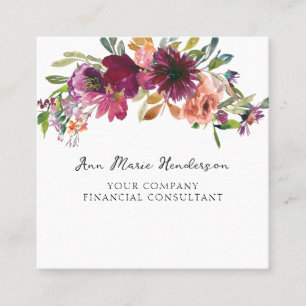 Carte De Visite Carré Fleurs sauvages aquarelle