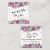 Carte De Visite Carré Fleurs sauvages Confetti Enregistrer la date Détai (Devant / Derrière)
