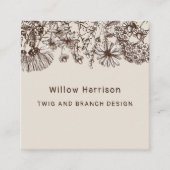 Carte De Visite Carré Fleurs sauvages Whimsical rustiques (Devant)