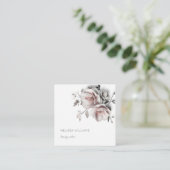 Carte De Visite Carré Fleurs simples blanches en 3D (Debout devant)