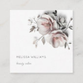 Carte De Visite Carré Fleurs simples blanches en 3D (Devant)