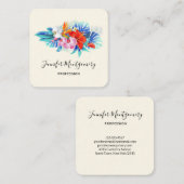 Carte De Visite Carré Fleurs tropicales exotiques - Rose & Aqua (Devant / Derrière)