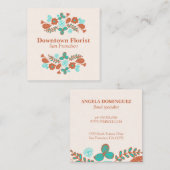 Carte De Visite Carré Fleurs Whimsical (Devant / Derrière)