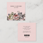 Carte De Visite Carré Fleuves peints Floral Botanique (Devant / Derrière)