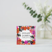 Carte De Visite Carré Floral à la mode de floraison d'aquarelle (Debout devant)