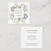 carte de visite carré floral argent dramatique (Devant / Derrière)