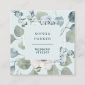 Carte De Visite Carré Floral bleu clair et Eucalyptus (Devant)