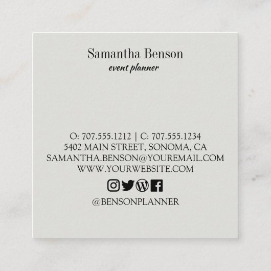 Carte De Visite Carré Floral Boho moderne (Dos)