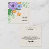 Carte De Visite Carré Floral Boho moderne (Devant / Derrière)