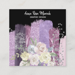 Carte De Visite Carré *~* Floral Chic Parties scintillant Feminine Excit