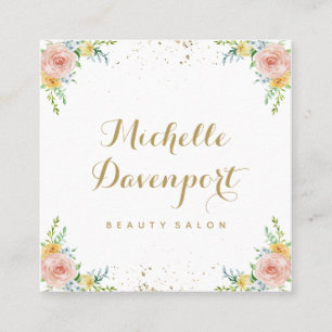 Carte de visite carré floral d'aquarelle