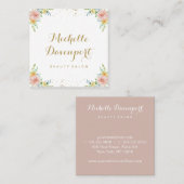 Carte de visite carré floral d'aquarelle (Devant / Derrière)