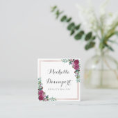 Carte de visite carré floral d'aquarelle (Debout devant)