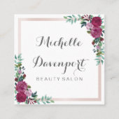 Carte de visite carré floral d'aquarelle (Devant)