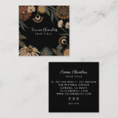 Carte De Visite Carré Floral de Boho foncé (Devant / Derrière)