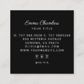 Carte De Visite Carré Floral de Boho foncé (Dos)