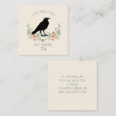 Carte De Visite Carré Floral de Corbeau noir (Devant / Derrière)