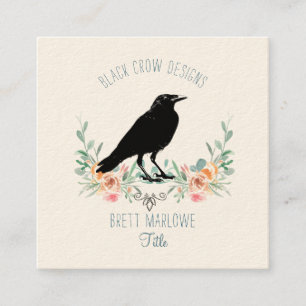 Carte De Visite Carré Floral de Corbeau noir