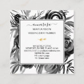 Carte De Visite Carré *~* Floral Elegant Fleur d'Aquarelle Noire  (Dos)