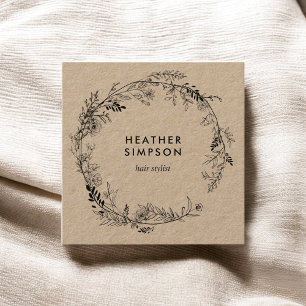 Carte De Visite Carré Floral Elegant Girl Kraft