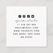 Carte De Visite Carré Floral Feminine Crâne Girl Tattoo Artiste Moderne (Dos)