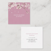 Carte De Visite Carré Floral Fleur rose délicieuse moderne (Devant / Derrière)