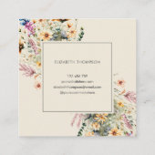 Carte De Visite Carré Floral Fleur sauvage Boho moderne (Dos)