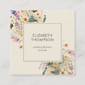 Carte De Visite Carré Floral Fleur sauvage Boho moderne (Devant)