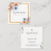 Carte De Visite Carré Floral Fleurs & feuillage Boutique Wedding planner (Devant / Derrière)
