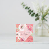 Carte De Visite Carré Floral Fleurs & feuillage Cadre de boutique (Debout devant)